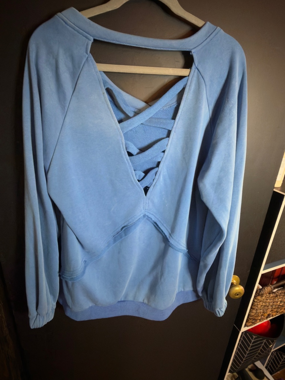 POL Back To Basics Criss Cross French Terry Pullover NWOT - Picture 6 of 12